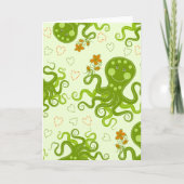 Groene octopussen met bloemen kaart (Voorkant)