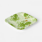 Groene octopussen met bloemen papieren bordje (Gebogen)