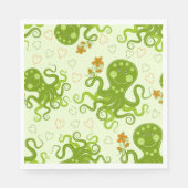 Groene octopussen met bloemen servet (Voorkant)