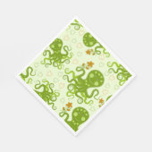 Groene octopussen met bloemen servet (Hoek)
