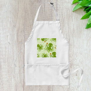 Groene octopussen met bloemen standaard schort