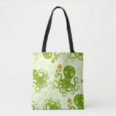 Groene octopussen met bloemen tote bag (Voorkant)