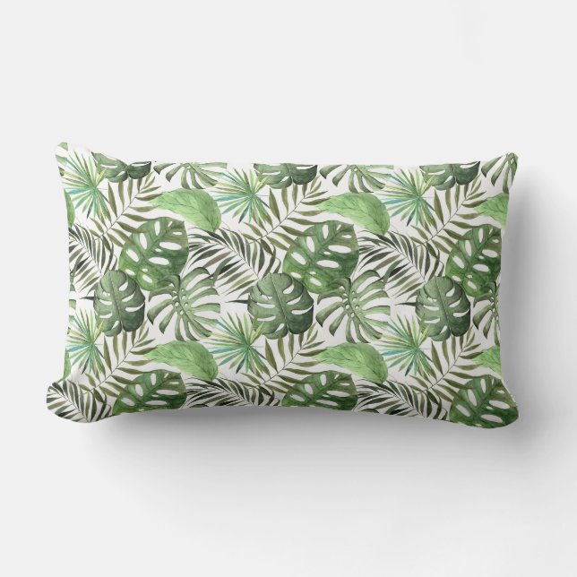 Groene Oerwoud Waterverf Art Kussen (Voorkant)