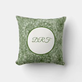 Groene of Aangepaste verf bloemen met monogram Kussen
