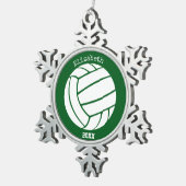 Groene of ELKE kleur meisje herdenkingsvolleybal Tin Sneeuwvlok Ornament (Rechts)
