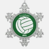 Groene of ELKE kleur meisje herdenkingsvolleybal Tin Sneeuwvlok Ornament (Voorkant)
