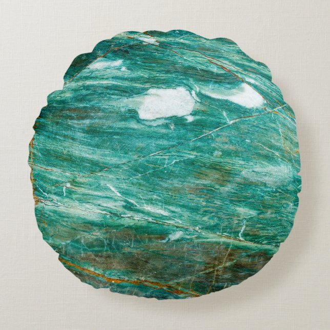 Groene of Emerald Marble textuurachtergrond Rond Kussen (Voorkant)