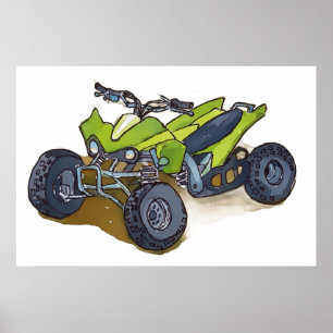 Groene off-road avontuur vierwieler  poster
