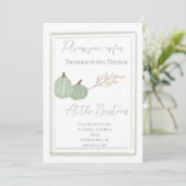Groene officiële uitnodiging voor Thanksgiving (Staand voorkant)