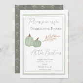 Groene officiële uitnodiging voor Thanksgiving (Voorkant / Achterkant)