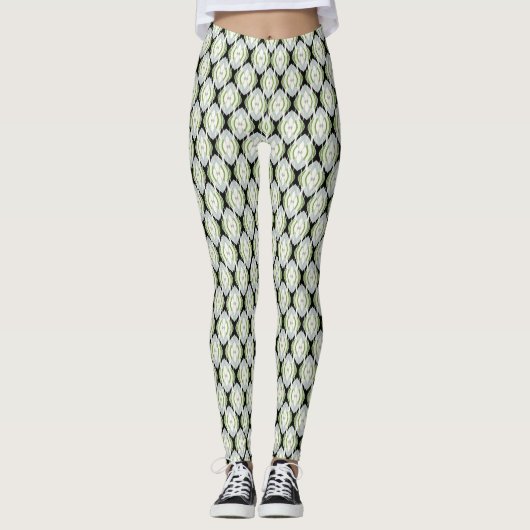 Groene Ogees op Zwart Leggings (Voorkant)
