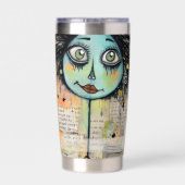 Groene ogen Art collage dame 2 Geïsoleerde Drinkbeker (Achterkant)