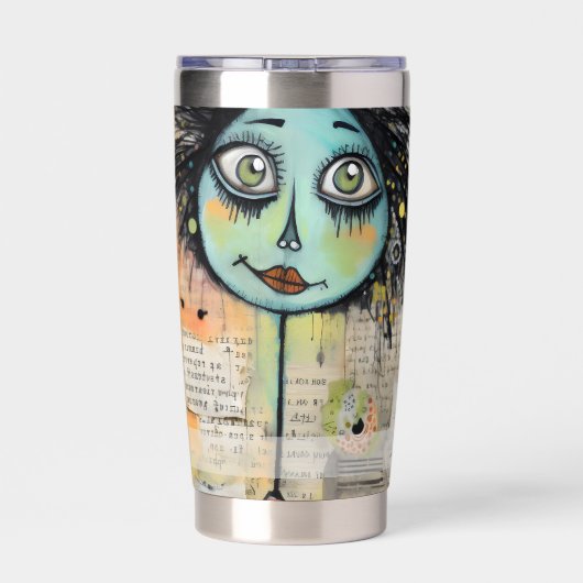 Groene ogen Art collage dame 2 Geïsoleerde Drinkbeker (Achterkant)