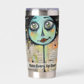 Groene ogen Art collage dame 2 Geïsoleerde Drinkbeker (Voorkant)