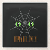 Groene ogen en grijs Spiderweb glas Onderzetter Glazen Onderzetter (Voorkant)