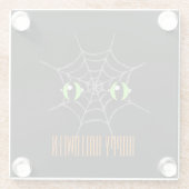Groene ogen en grijs Spiderweb glas Onderzetter Glazen Onderzetter (Achterkant)