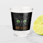 Groene ogen en grijs Spiderweb Shot Glass Shot Glas (Voorkant)