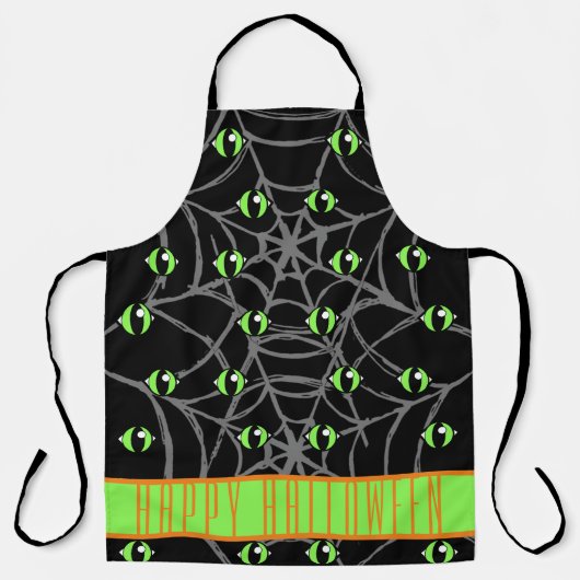 Groene ogen en grijs spinnenweb, klein schort (Voorkant)