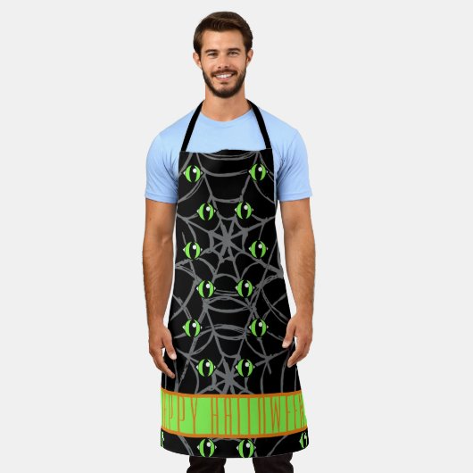 Groene ogen en grijs spinnenweb, klein schort (Gedragen)