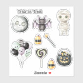 Groene Ogen Halloween Maan Sticker (Vel)