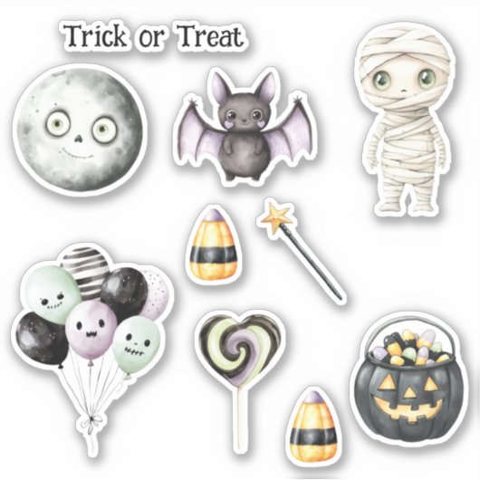 Groene Ogen Halloween Maan Sticker (Voorkant)