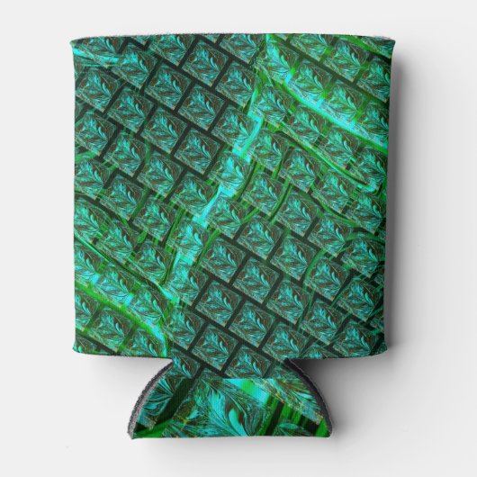 'Groene ogen in raster', bekrast en wazig Blikjeskoeler (Voorkant)