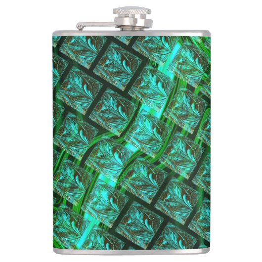 'Groene ogen in raster', bekrast en wazig Heupfles (Voorkant)