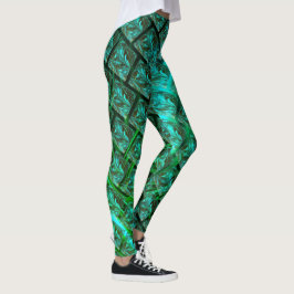 'Groene ogen in raster', bekrast en wazig Leggings