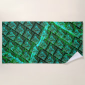 'Groene ogen in raster', bekrast en wazig Strandlaken (Voorkant)