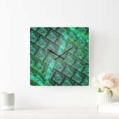 'Groene ogen in raster', bekrast en wazig Vierkante Klok (Huis)