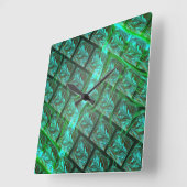 'Groene ogen in raster', bekrast en wazig Vierkante Klok (Hoek)