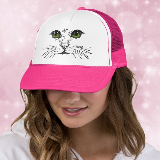 Groene Ogen Kat Gezicht Snorharen Trucker Pet