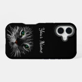 Groene Ogen Kat Gezicht Telefoonhoes iPhone 16 Hoesje (Achterkant horizontaal)