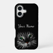 Groene Ogen Kat Gezicht Telefoonhoes iPhone 16 Hoesje (Achterkant)