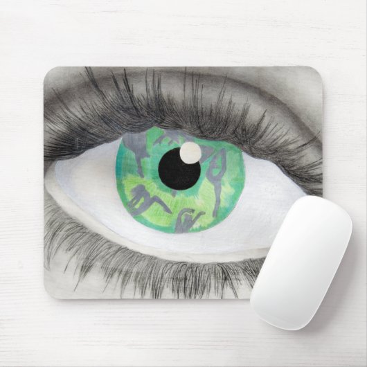 Groene ogen met danserijsilhouettes in Iris Muismat (Met muis)