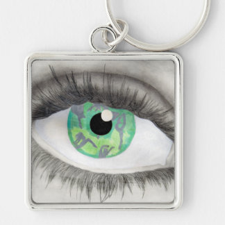 Groene ogen met danserijsilhouettes in Iris Sleutelhanger