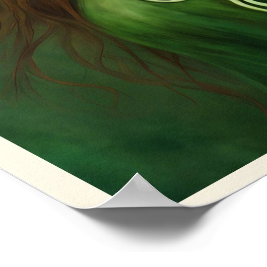 Groene Ogen Rood Haar Keltische Knoop Portret Poster (Hoek)