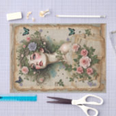 Groene ogen schoonheid met bloemen en vlinders tissuepapier (Craft)