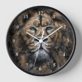 Groene Ogen Sterke Leeuw Wandklok (Voorkant)