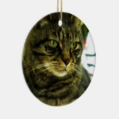 Groene Ogen Tabby Gezicht Keramisch Ornament (Rechts)