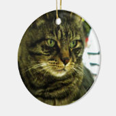 Groene Ogen Tabby Gezicht Keramisch Ornament (Links)