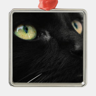 Groene ogen - zwarte kat metalen ornament