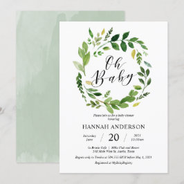 Groene Oh Baby Shower Moderne Script Kaart