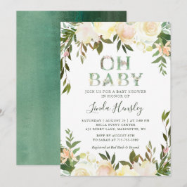 Groene Oh Baby Shower Uitnodiging