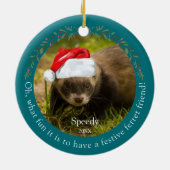 Groene Oh, wat een leuke fret huisdier Kerstmis Keramisch Ornament (Achterkant)