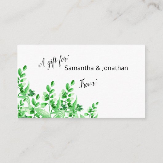 Groene olie | Calligrafie Bridal Display Shower Informatiekaartje (Achterkant)