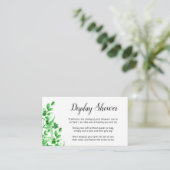 Groene olie | Calligrafie Bridal Display Shower Informatiekaartje (Staand voorkant)
