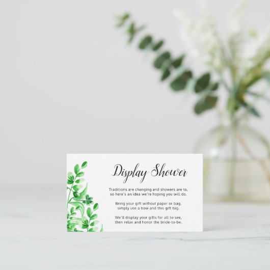 Groene olie | Calligrafie Bridal Display Shower Informatiekaartje (Staand voorkant)