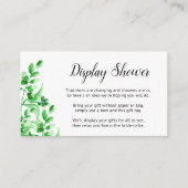Groene olie | Calligrafie Bridal Display Shower Informatiekaartje (Voorkant)