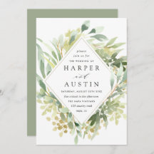 Groene olieramp Botanical Wedding Invitation